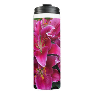 Pink stargazer lily flowers      thermal tumbler
