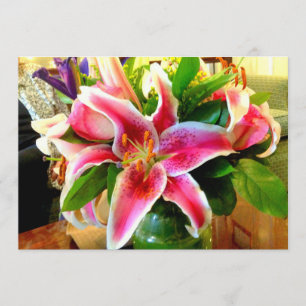 pink stargazer lily invitation card