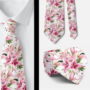 Pink Stargazer Lily Lilies Tie