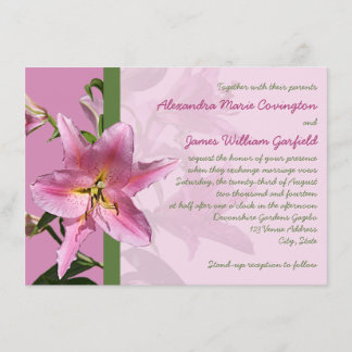Pink Stargazer Lily Wedding invitation 3
