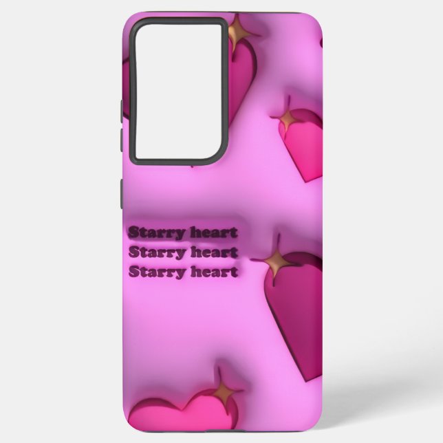 Pink Starry Heart Pattern Y2K Aesthetic Samsung Galaxy S21+ Case (Back)