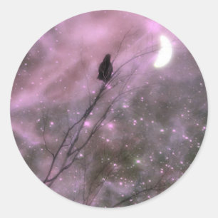 Pink Starry Night Classic Round Sticker