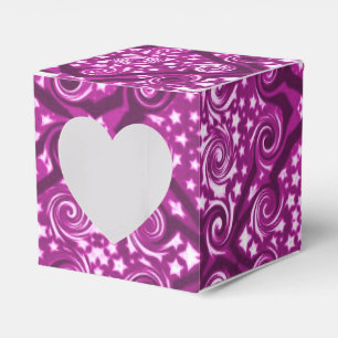 Pink Stars and Swirls Pattern Heart Favour Box