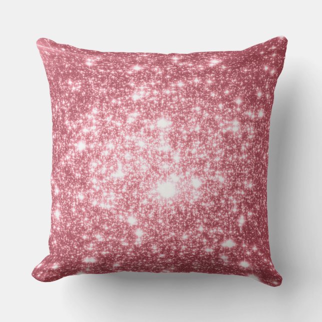 Pink Stars Astral Glitter Cushion (Front)