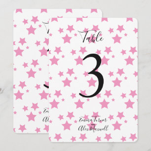 Pink Stars Background Table number cards