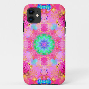 Pink Stars & Bubbles Fractal Pattern iPhone 11 Case