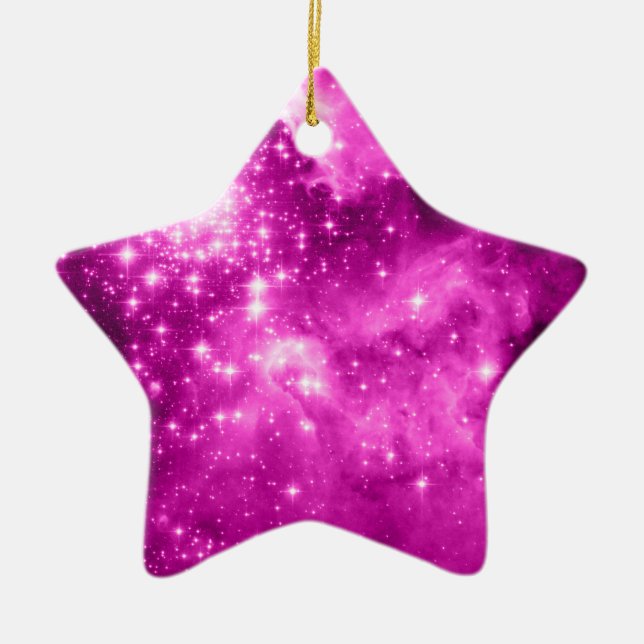 Pink Stars Ceramic Ornament (Front)