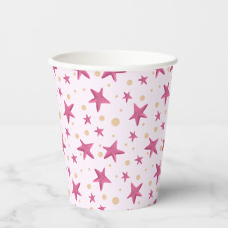 Pink Stars Girly Party Paper Cups