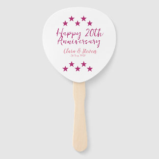 pink stars happy 20th anniversary wedding trendy b hand fan
