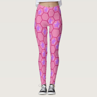 Pink stars in a fuchsia honeycomb leggings