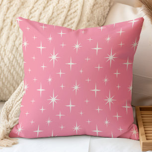 Pink Stars Mid Century Modern Atomic Starburst Cushion