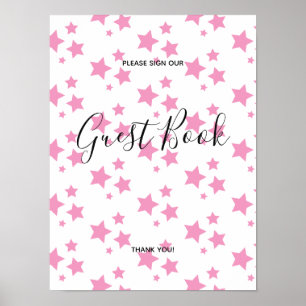 Pink Stars Modern design Book Sign Poster