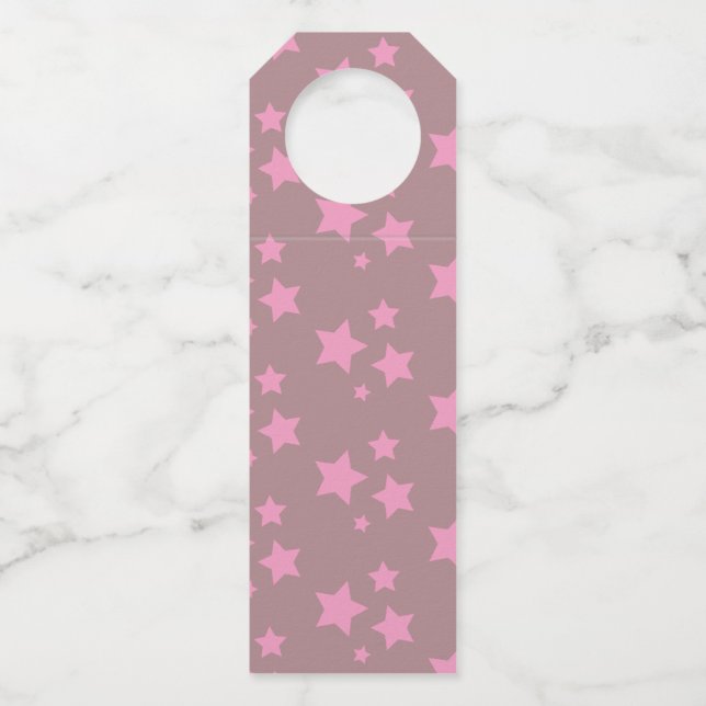 Pink Stars Modern design Bottle Tag (Front)