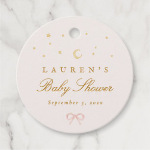 Pink Stars Moon Princess Fairytale Baby Shower Favour Tags