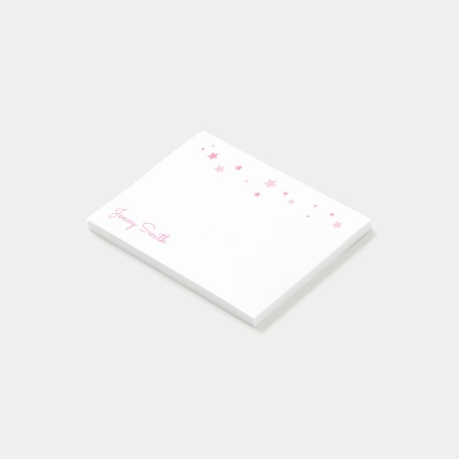 Pink Stars Personalised Post-it Notes (Angled)