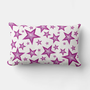Pink Stars printed throw pillow lumbar white