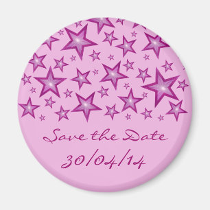 Pink Stars 'Save the Date' pale pink Magnet