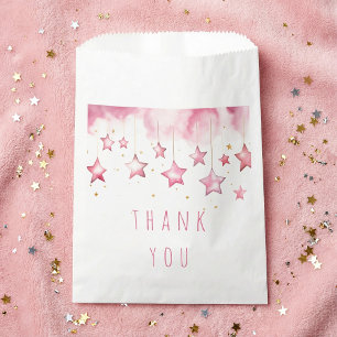 Pink stars thank you favour bag