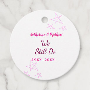Pink stars Vow renewal anniversary wedding modern Favour Tags