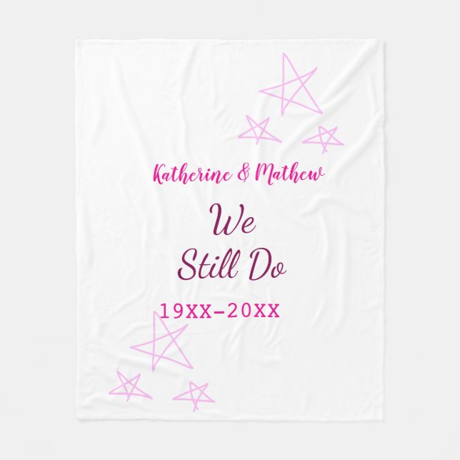 Pink stars Vow renewal anniversary wedding modern  Fleece Blanket (Front)