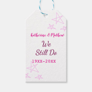 Pink stars Vow renewal anniversary wedding modern Gift Tags