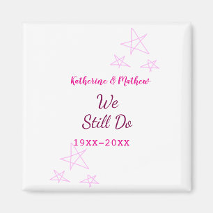 Pink stars Vow renewal anniversary wedding modern  Magnet