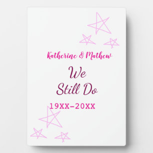 Pink stars Vow renewal anniversary wedding modern  Plaque