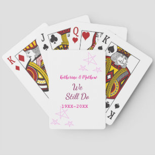 Pink stars Vow renewal anniversary wedding modern Playing Cards