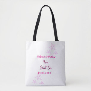 Pink stars Vow renewal anniversary wedding modern Tote Bag