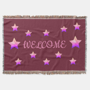 Pink Stars, Welcome Custom Throw Blanket