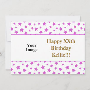 Pink Stars With Message Photo Birthday Invitation
