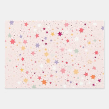 Pink Stars Wrapping Paper (Set of 3 )