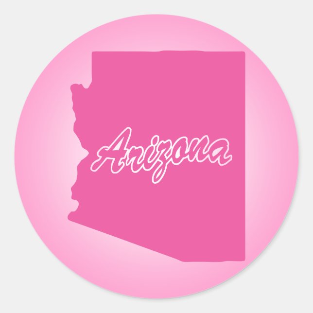 Pink State Arizona Classic Round Sticker (Front)