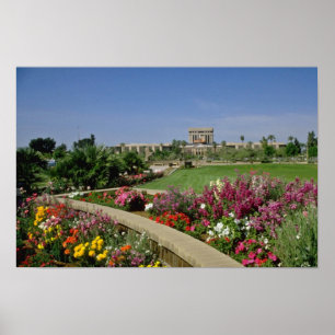 Pink State capitol, flower gardens, Phoenix, Arizo Poster