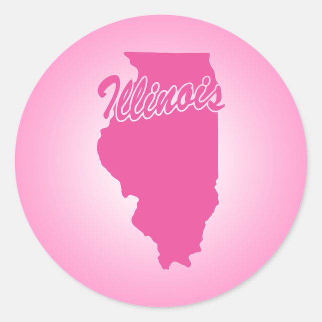 Pink State Illinois Classic Round Sticker (Front)