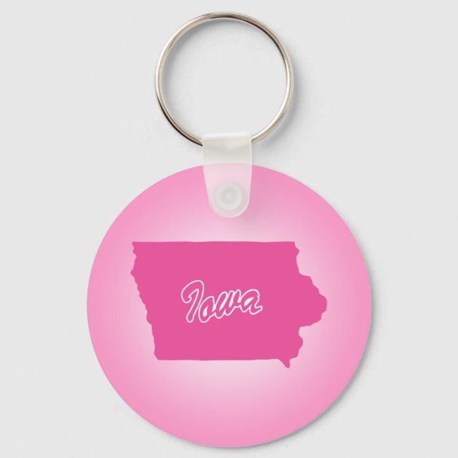 Pink State Iowa Keychain (Front)