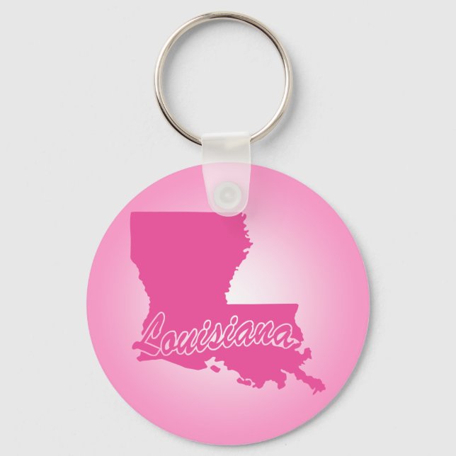 Pink State Louisiana Keychain (Front)