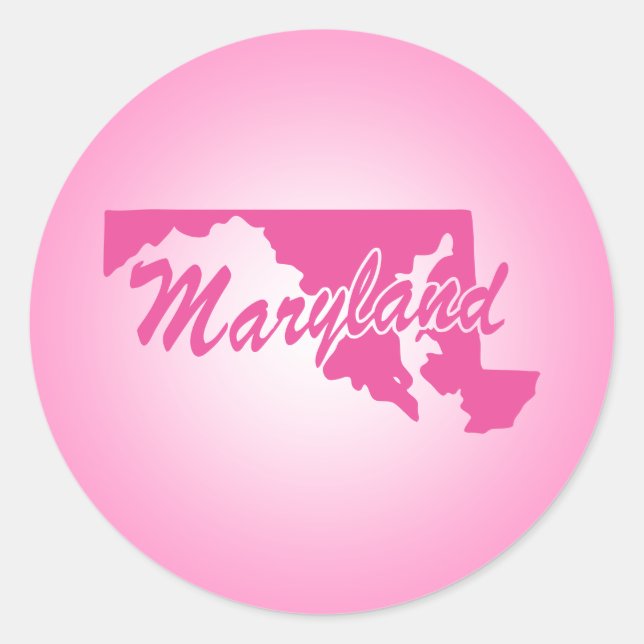 Pink State Maryland Classic Round Sticker (Front)