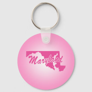 Pink State Maryland Keychain