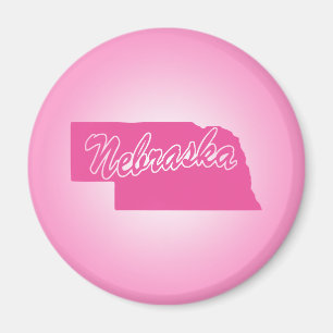 Pink State Nebraska Magnet