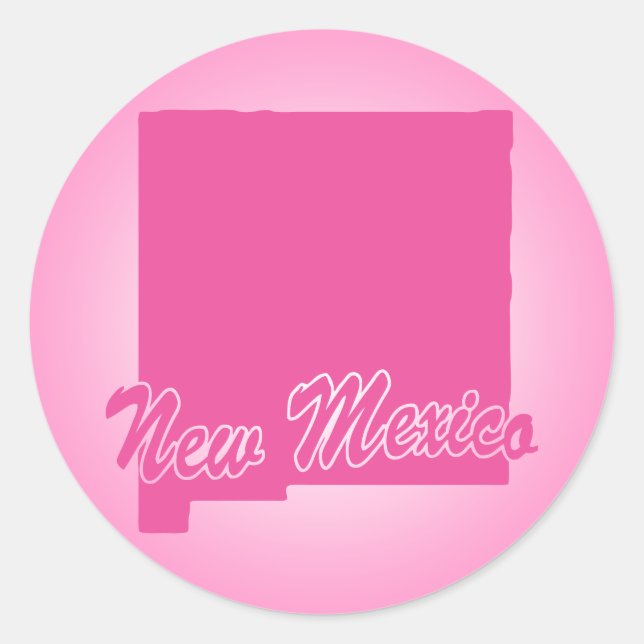 Pink State New Mexico Classic Round Sticker (Front)
