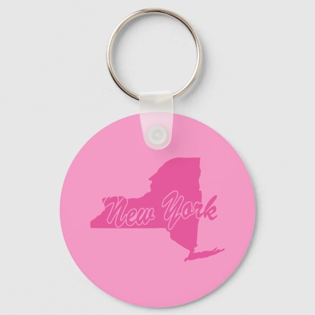 Pink State New York Keychain (Front)