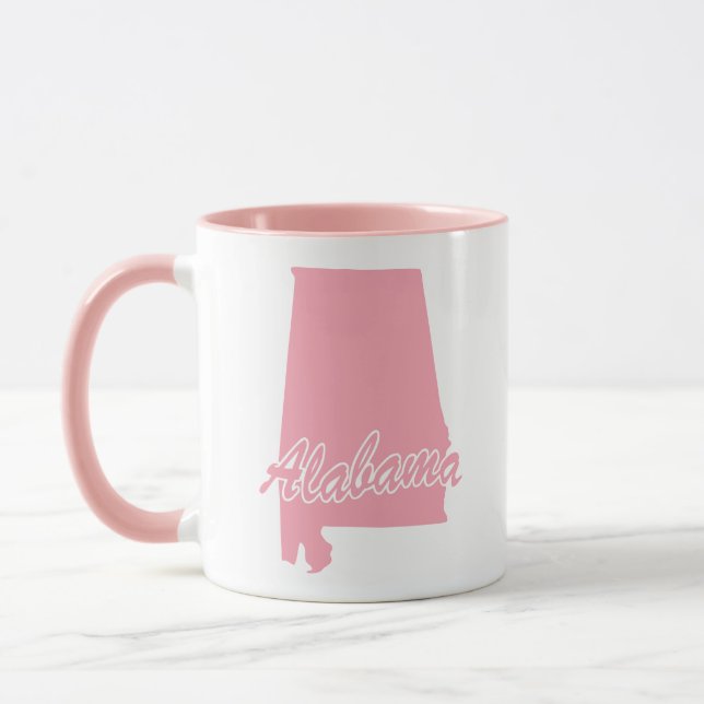 Pink State Of Alabama Shape Mug (Left)