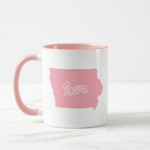Pink State Of Iowa Shape Mug