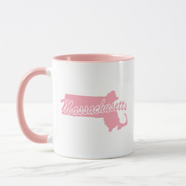 Pink State Of Massachusetts Shape Mug (Left)