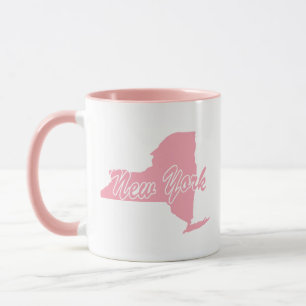 Pink State Of New York Shape Mug