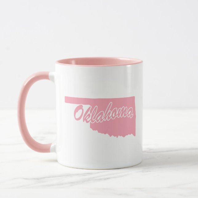 Pink State Of Oklahoma Shape Mug (Left)