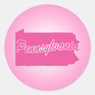 Pink State Pennsylvania Classic Round Sticker