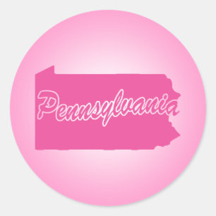 Pink State Pennsylvania Classic Round Sticker
