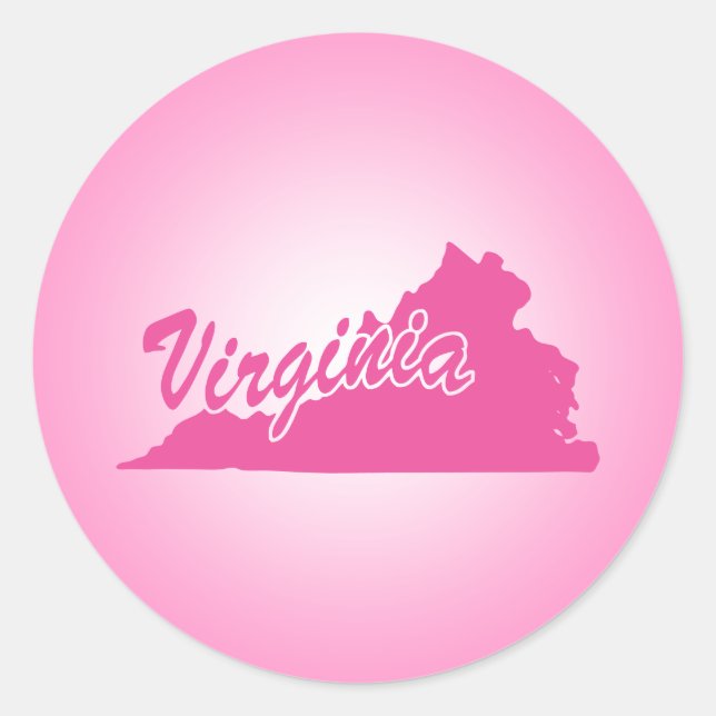 Pink State Virginia Classic Round Sticker (Front)